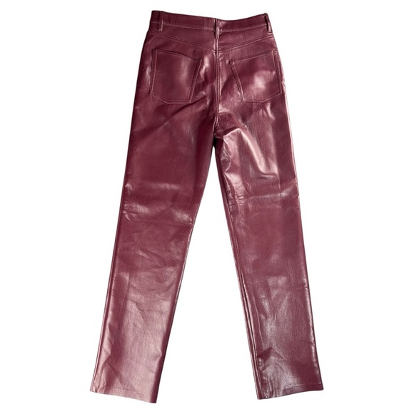 Aritzia Wilfred Melina Vegan Leather Straight Leg Pants In Rich Maroon Size 8 - Picture 7 of 10